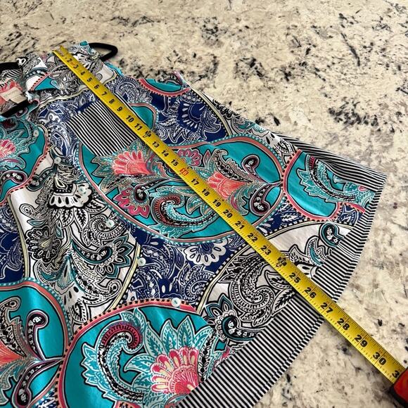 Chico's No-Iron Sleeveless Paisley and Stripes Button-Back Shirt Size 2.5 (L 14) - Picture 11 of 12